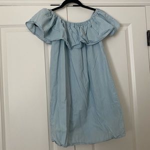 Blue off the shoulder ruffle dress